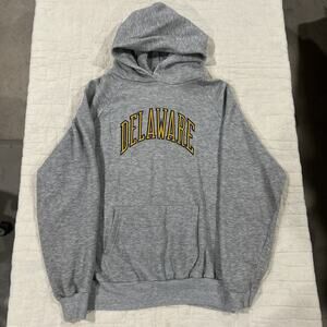 Vintage Jansport 1980s University Of Delaware Hoodie Heather Grey Size Large